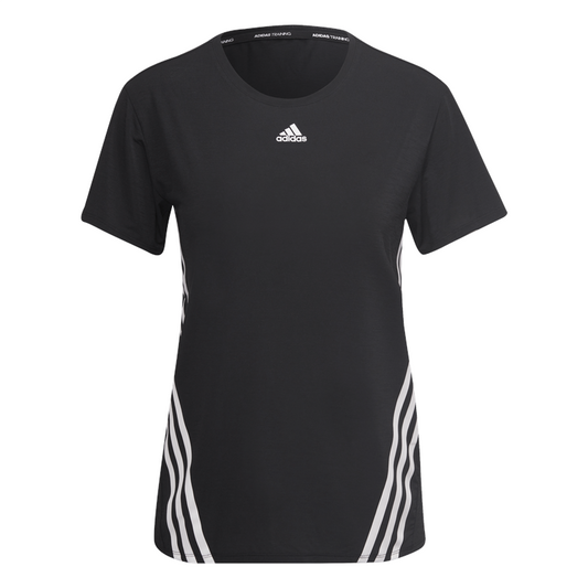 adidas Train Icons 3 Stripe Tee - Womens - Black/White