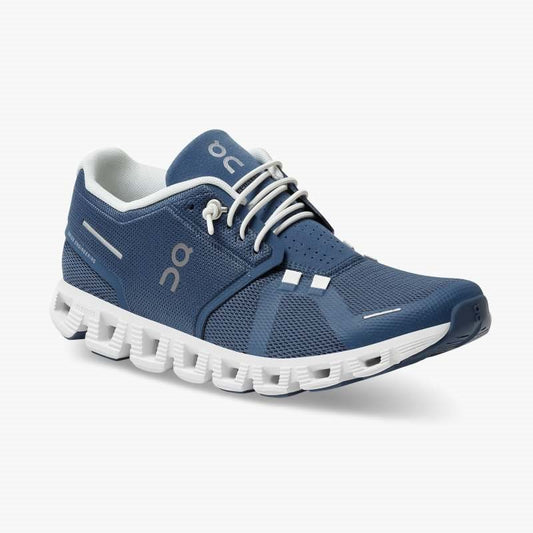 On Cloud 5 Running Shoes - Womens - Denim/White