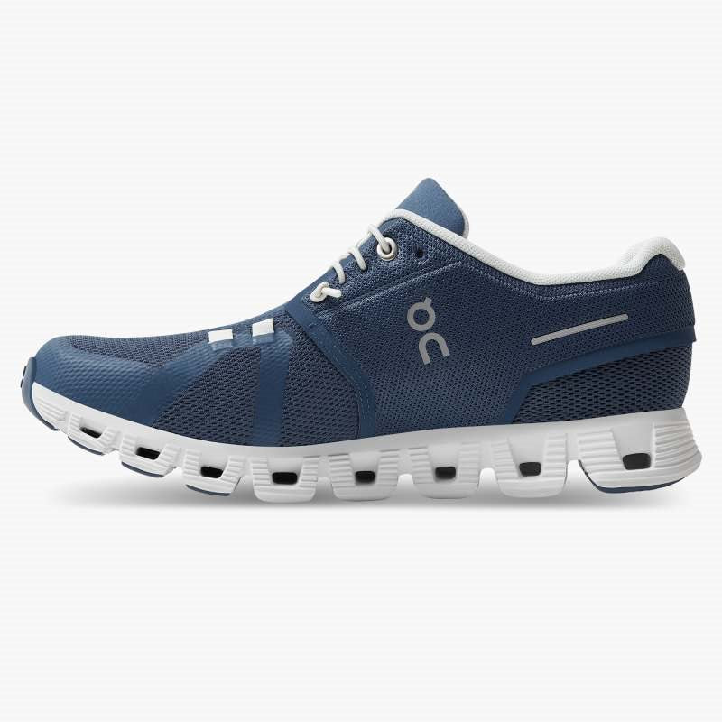 On Cloud 5 Running Shoes - Womens - Denim/White