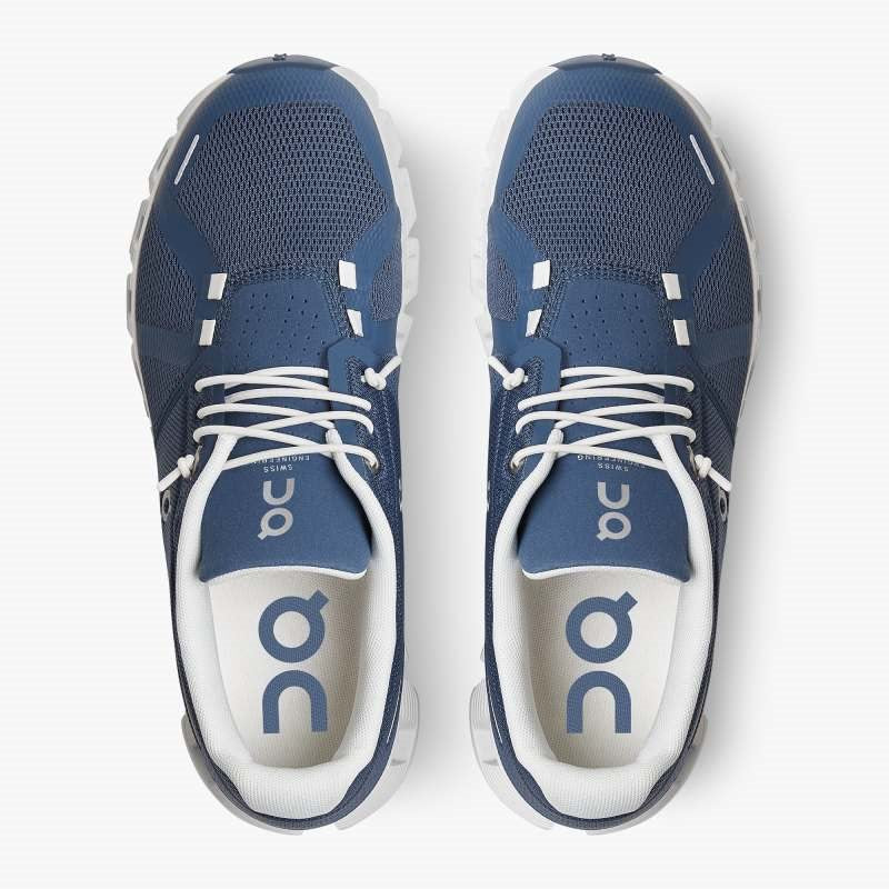 On Cloud 5 Running Shoes - Womens - Denim/White