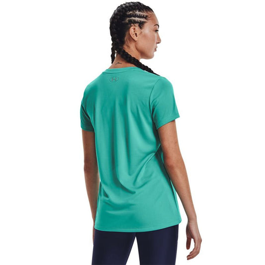 Under Armour Tech V-Neck Training Tee - Womens - Neptune/Metallic Silver