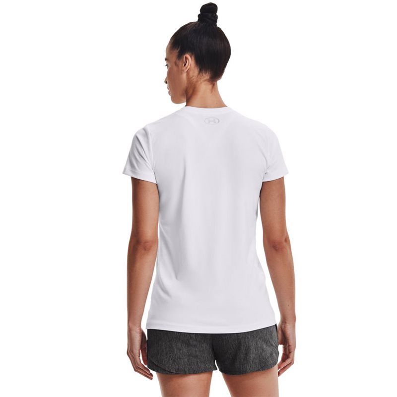 Under Armour Tech V-Neck Training Tee - Womens - White/Metallic Silver