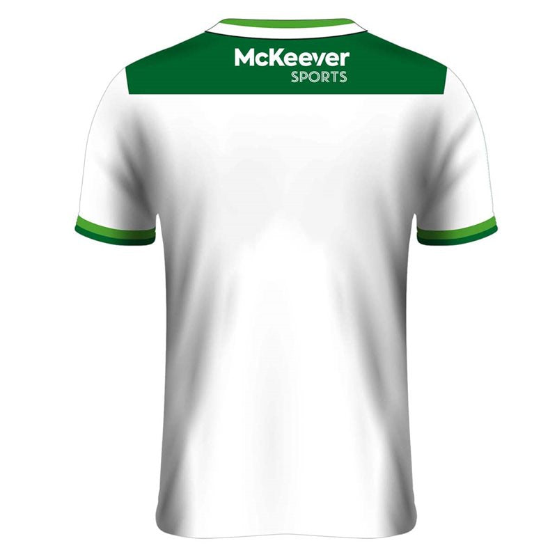 Mc Keever Queens GAA Official Gaelic Football Away Jersey - Adult Tight Fit - White/Green
