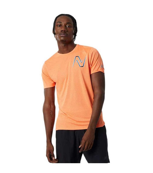 New Balance Graphic Impact Run Short Sleeve Tee - Mens - Orange