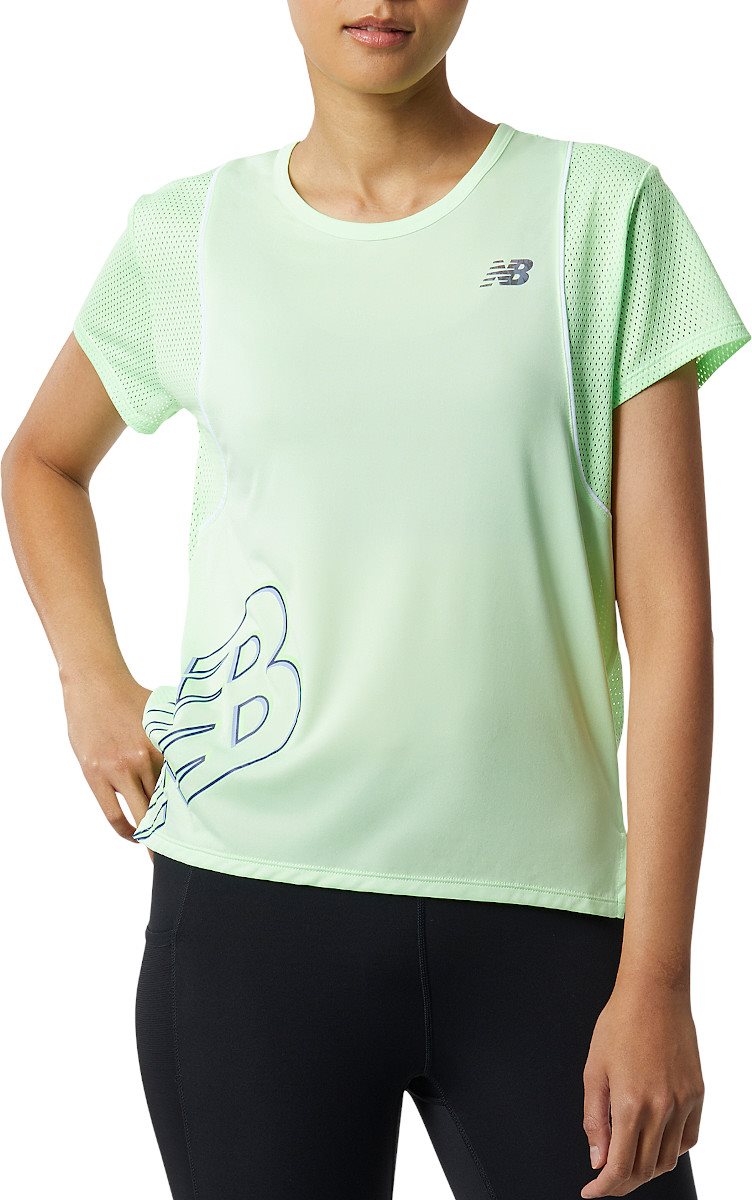 New Balance Printed Fast Flight Short Sleeve Running Tee - Womens - Green