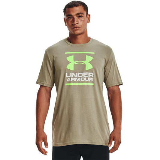 Under Armour GL Foundation Short Sleeve Tee - Mens - Khaki Grey/Quirky Lime