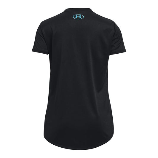 Under Armour Tech Solid SQR BL SSC Tee - Girls - Black/Fresco Blue/Black