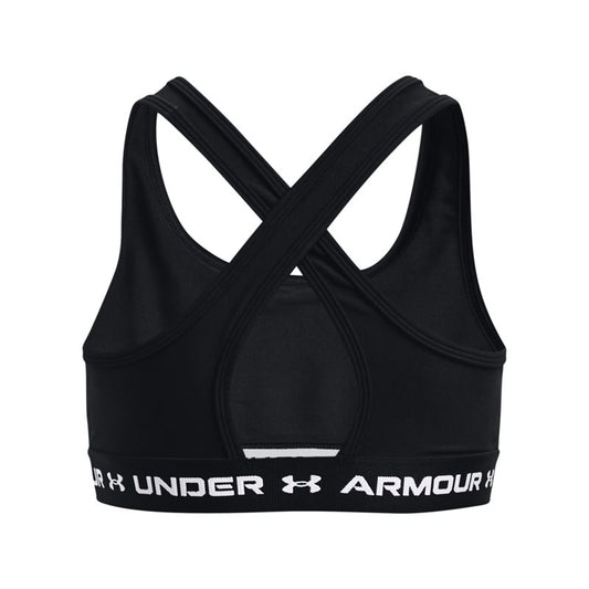 Under Armour Crossback Mid Solid Sports Bra - Girls - Black/White