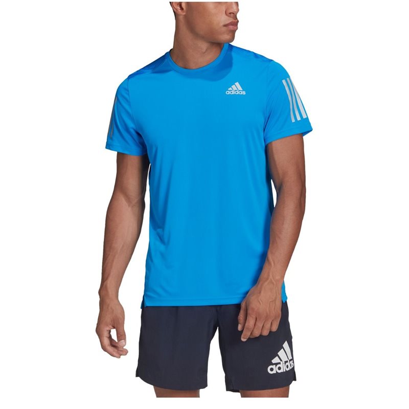 adidas Own The Run Tee - Mens - Blue/Reflective Silver