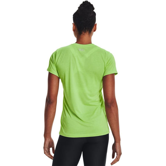 Under Armour Tech Twist V-Neck Training Tee - Womens - Quirky Lime/White/Metallic Silver