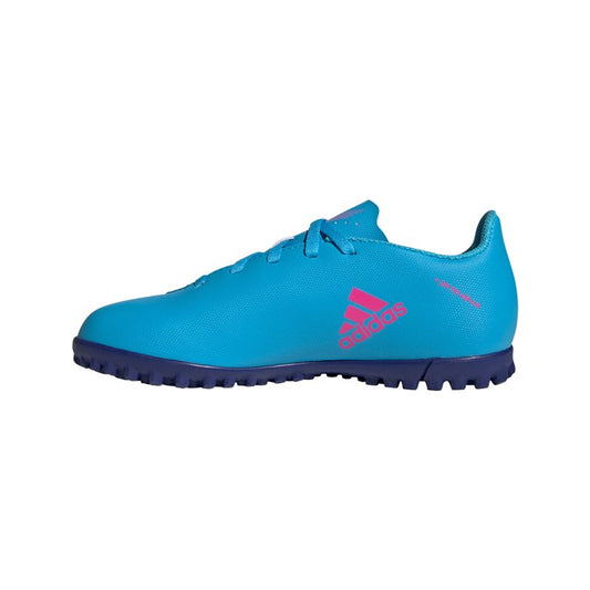 adidas X Speedflow.4 Turf Football Boots - Youth - Sky Rush/Shock Pink/Legacy Indigo