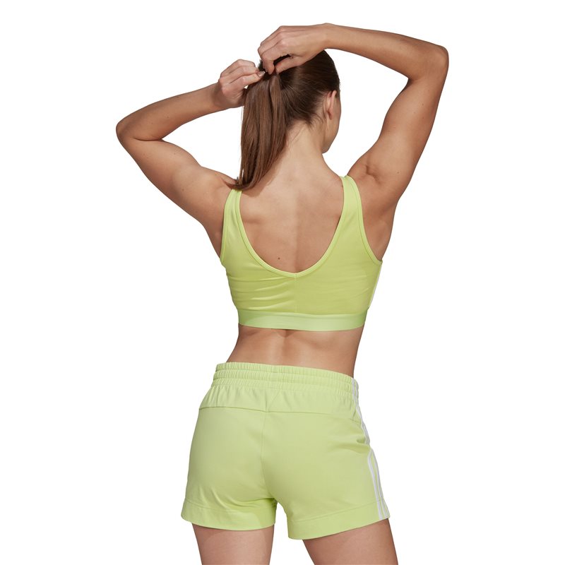 adidas Essentials 3 Stripes Crop Top - Womens - Lime/White