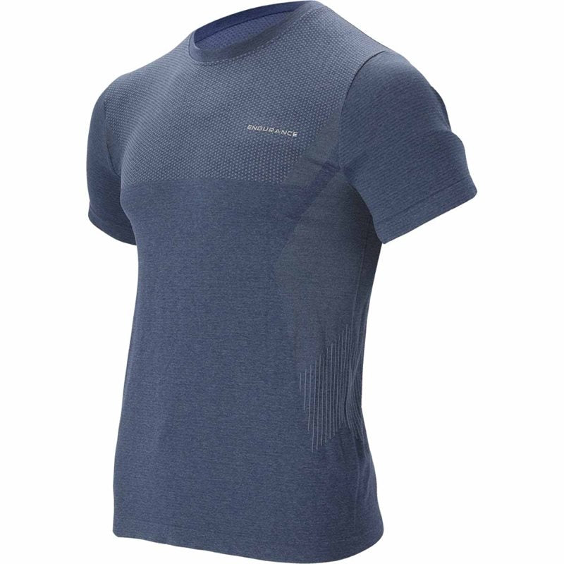 Endurance Jaro Melange Seamless Short Sleeve Tee - Mens - Slate Blue