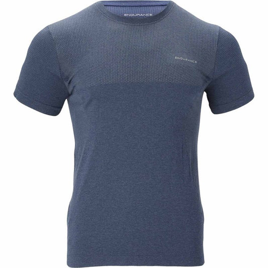 Endurance Jaro Melange Seamless Short Sleeve Tee - Mens - Slate Blue