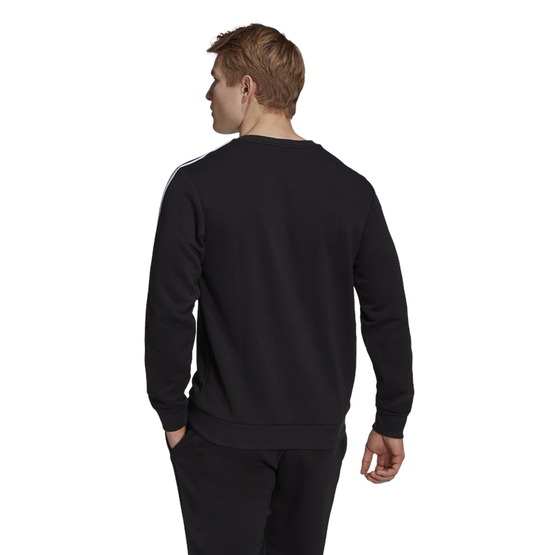adidas Essentials French Terry 3 Stripe Sweatshirt - Mens - Black/White
