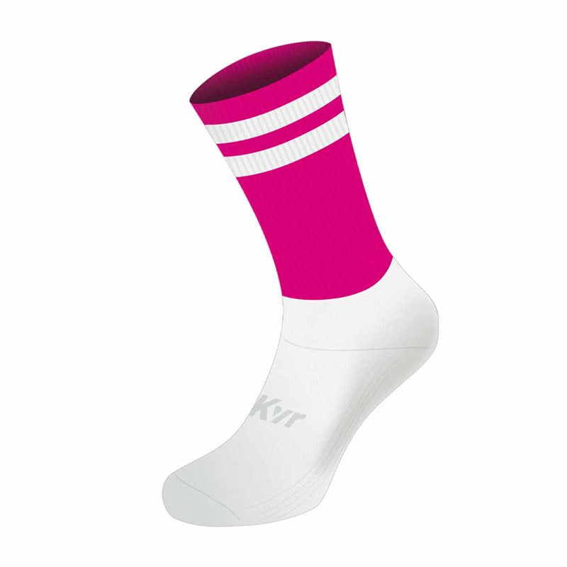 Mc Keever Pro Mid 2 Bar Socks - Youth - Pink/White