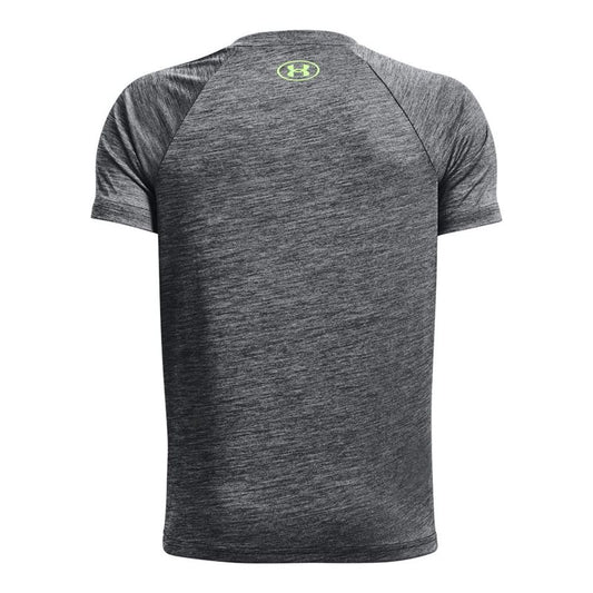Under Armour Tech Split Logo Hybrid Short Sleeve Tee - Boys - Black/Quirky Lime
