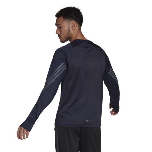 adidas Run Icon Full Reflective 3 Stripe Tee - Mens - Legend Ink