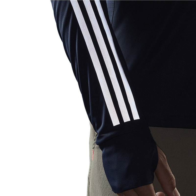 adidas Run Icon Full Reflective 3 Stripe Tee - Mens - Legend Ink