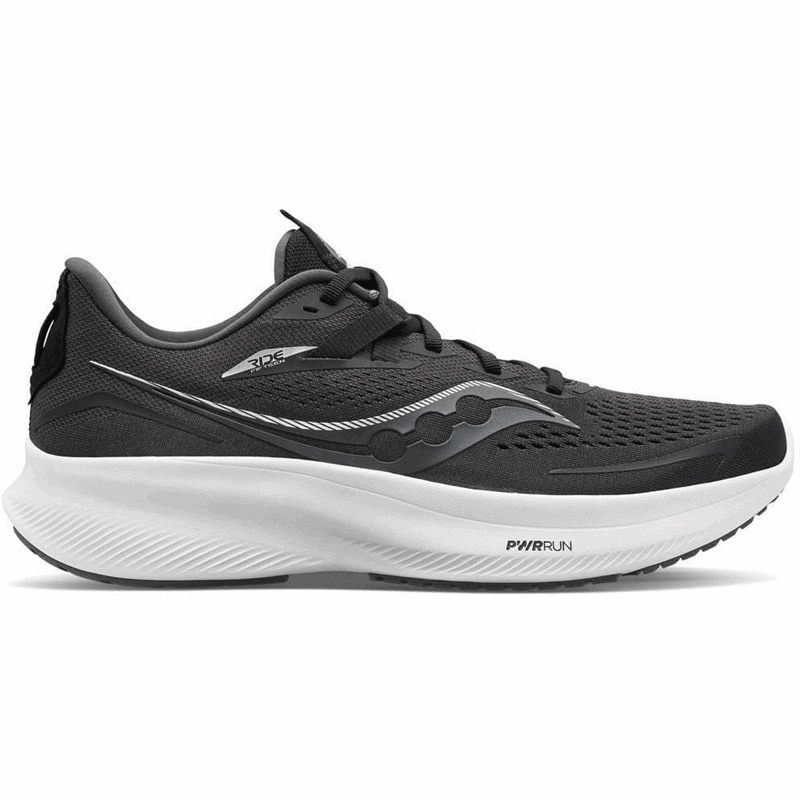 Saucony Ride 15 Running Shoes - Mens - Black/White