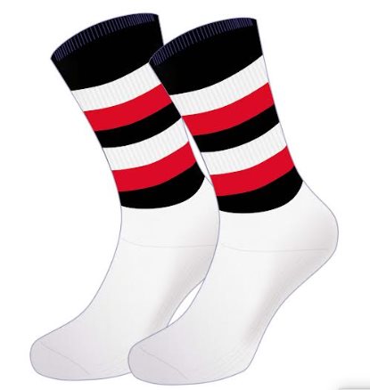 Mc Keever Pro Mid Hooped Socks - Youth - White/Red/Black/White