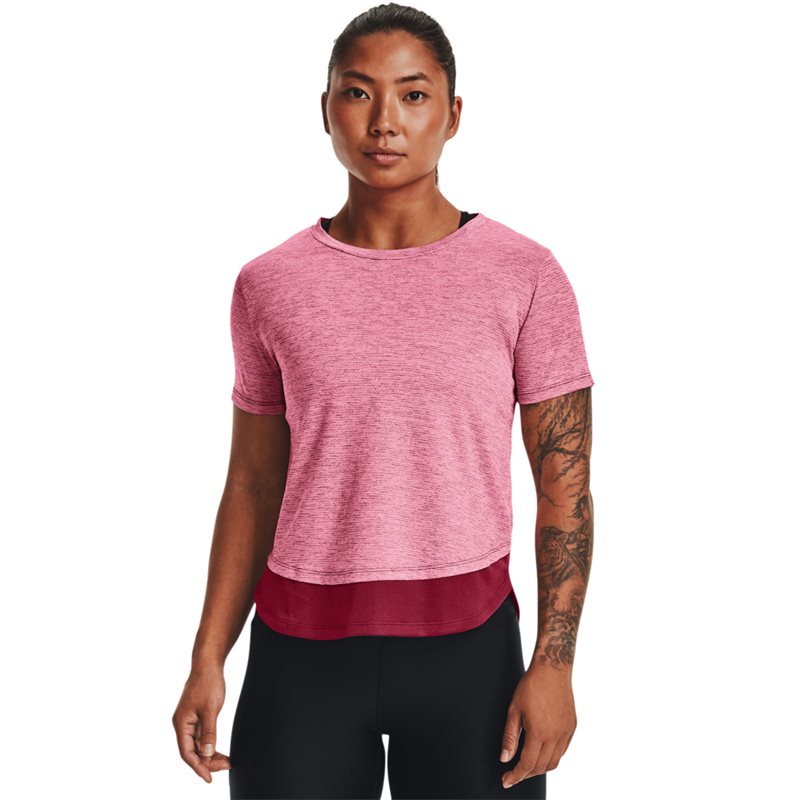 Under Armour Tech Vent Short Sleeve Tee - Womens - Black Rose/White