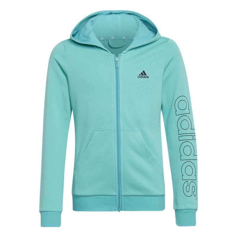adidas Linear Full-Zip Hoodie - Girls - Semi Mint Rush/Black