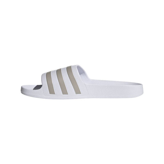 adidas Adilette Aqua Sliders - Adult - Cloud White/Platinum Metallic