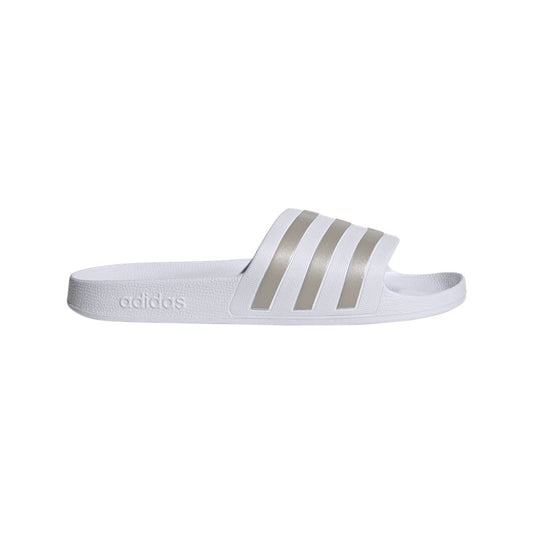 adidas Adilette Aqua Sliders - Adult - Cloud White/Platinum Metallic