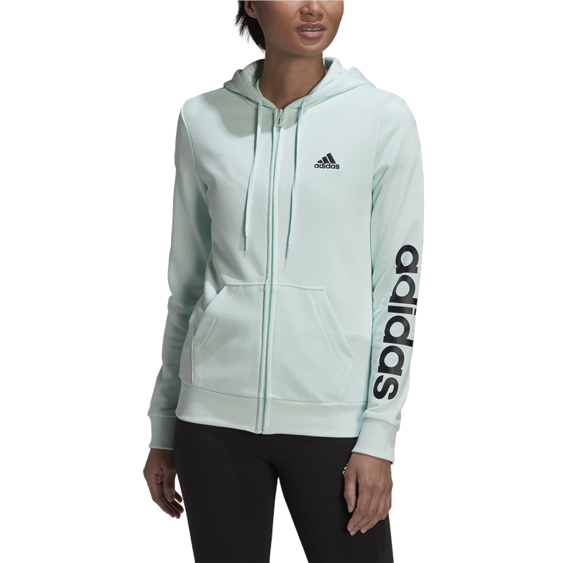 adidas Essentials Logo Full-Zip Hoodie - Womens - Ice Mint/Legend Ink