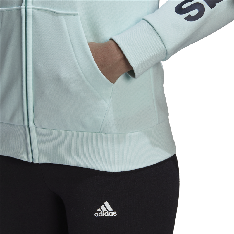 adidas Essentials Logo Full-Zip Hoodie - Womens - Ice Mint/Legend Ink