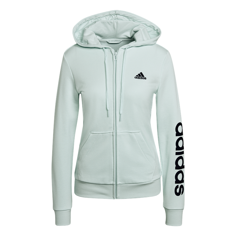 adidas Essentials Logo Full-Zip Hoodie - Womens - Ice Mint/Legend Ink