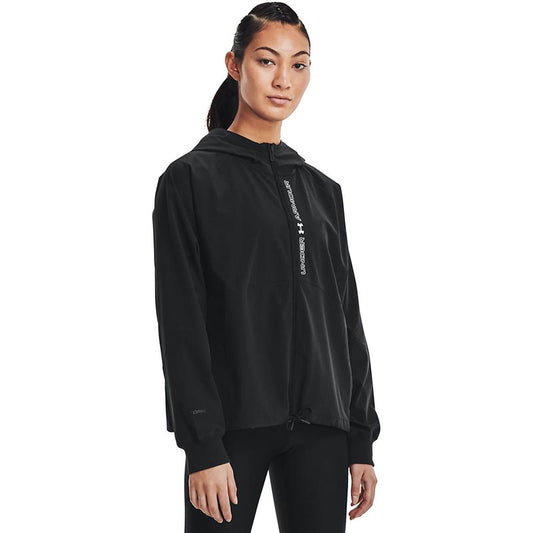 Under Armour Woven Full Zip Jacket - Womens - Black/Black/White