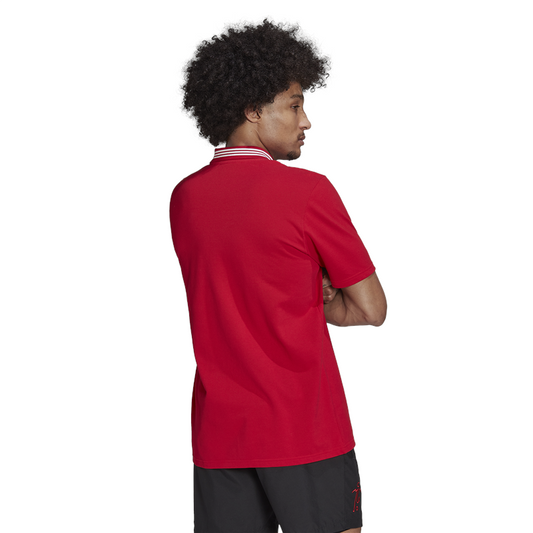 adidas Manchester United FC DNA Polo Top - Adult - Real Red