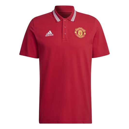 adidas Manchester United FC DNA Polo Top - Adult - Real Red