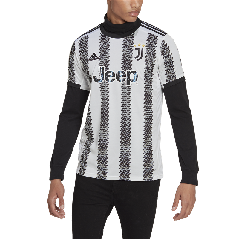 adidas Juventus FC Official 2022/23 Short Sleeve Home Jersey - Adult - White/Black