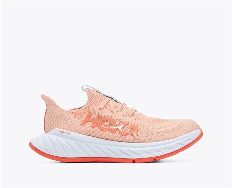 Hoka One One Carbon X 3 Running Shoes - Womens - Peach Parfait/Summer Song