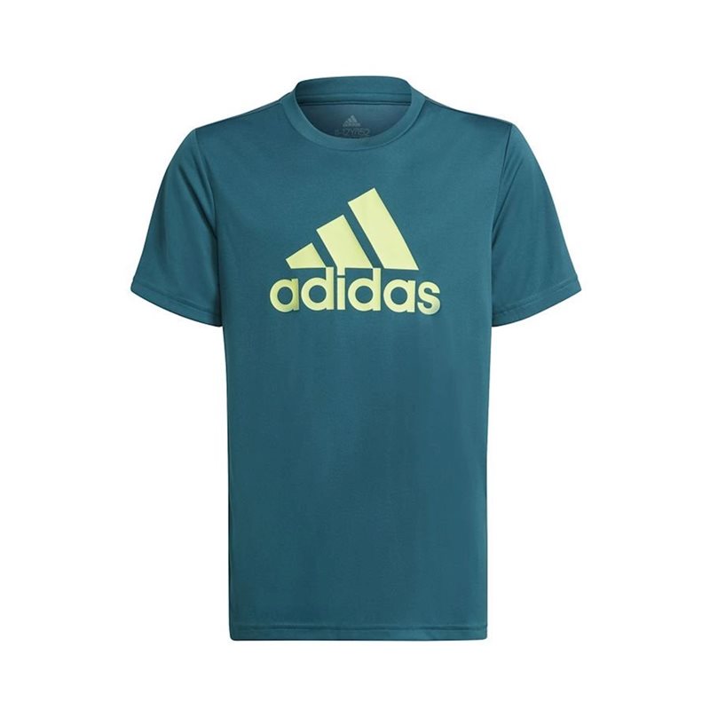 adidas D2M Big Logo Tee - Boys - Legacy Teal/Pulse Lime