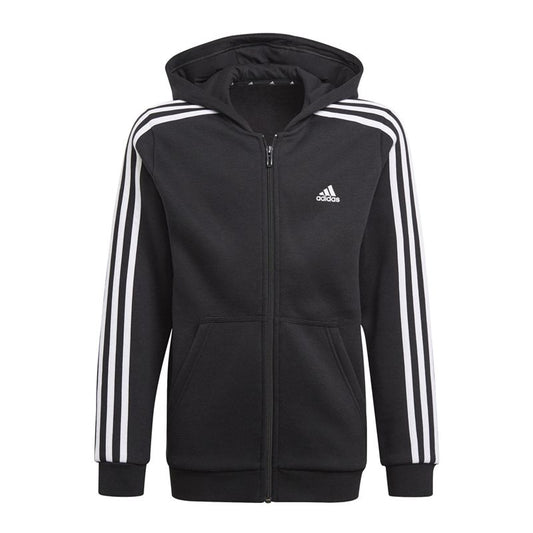 adidas Essentials 3 Stripes Full Zip Hoodie - Boys - Black/White
