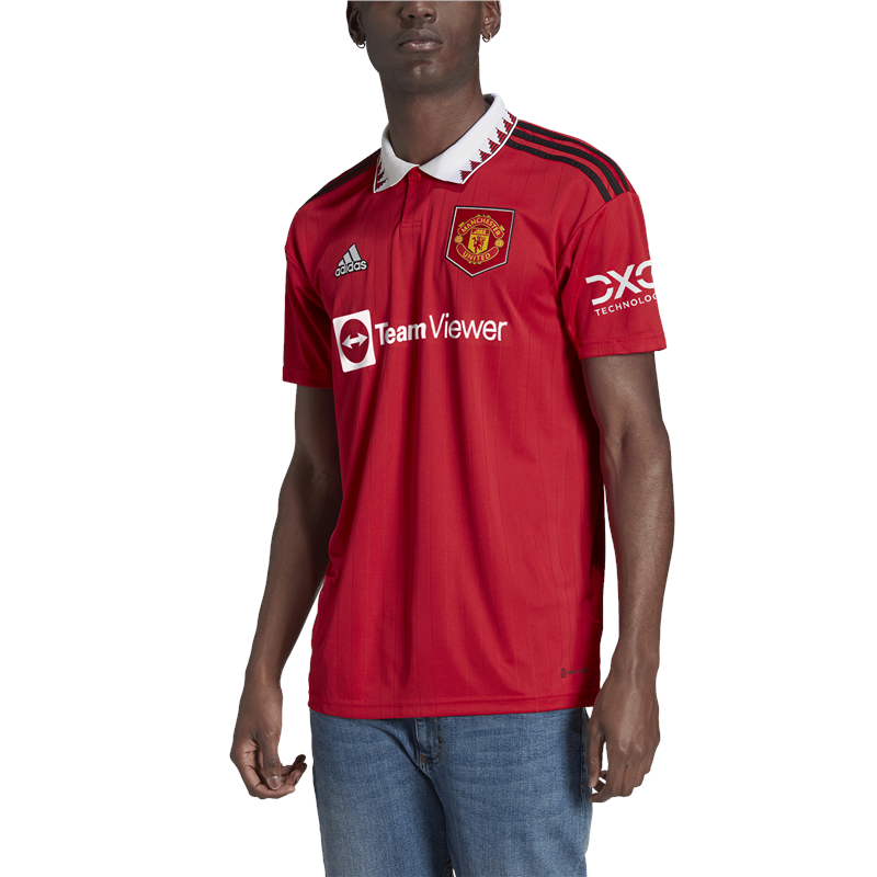 adidas Manchester United FC Official 2022/23 Short Sleeve Home Jersey - Adult - Real Red