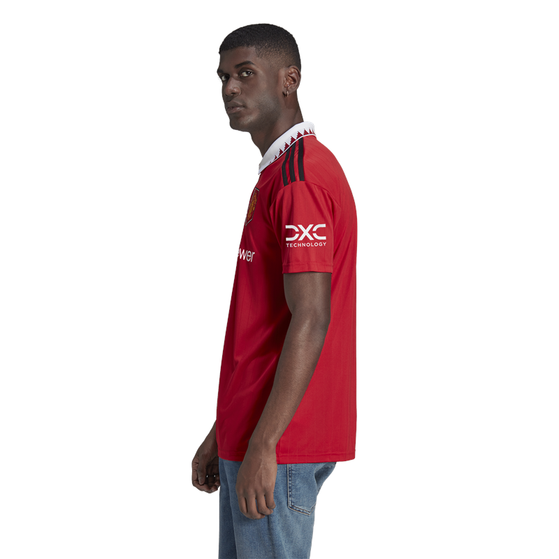 adidas Manchester United FC Official 2022/23 Short Sleeve Home Jersey - Adult - Real Red