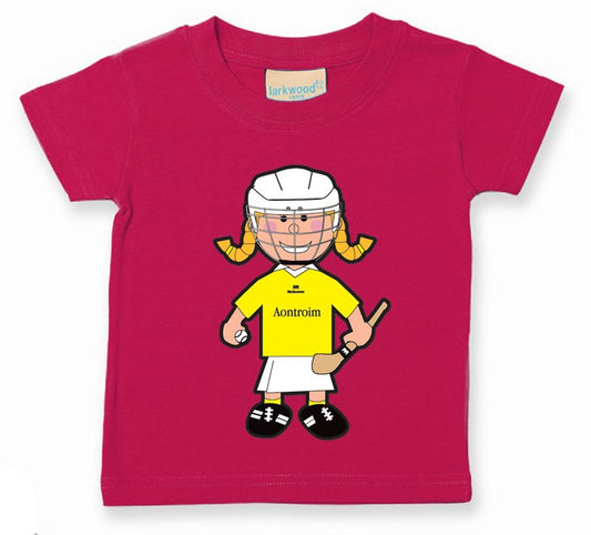 The GAA Store Antrim Baby Mascot Tee - Girls - Camogie - Fuchsia