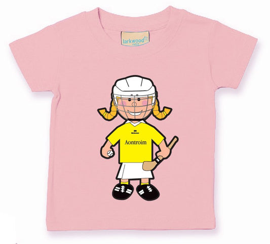 The GAA Store Antrim Baby Mascot Tee - Girls - Camogie - Pale Pink
