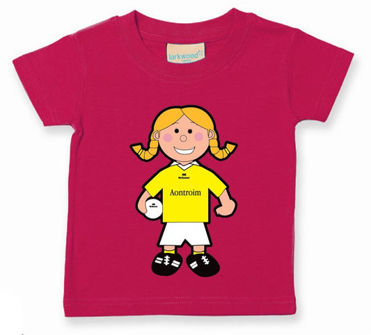 The GAA Store Antrim Baby Mascot Tee - Girls - Football - Fuchsia