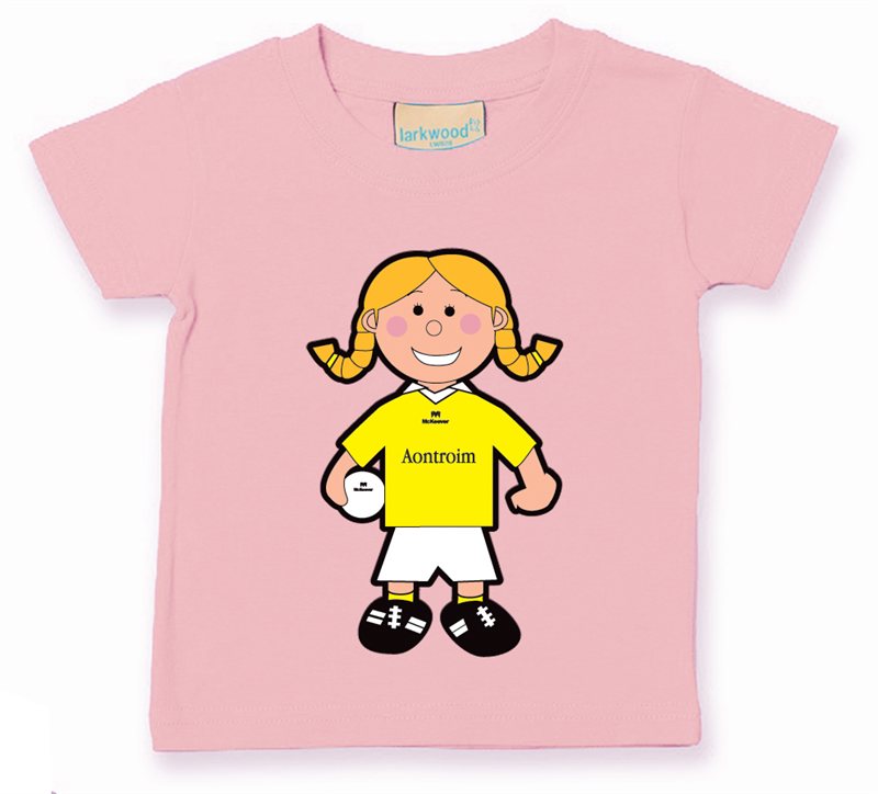The GAA Store Antrim Baby Mascot Tee - Girls - Football - Pale Pink