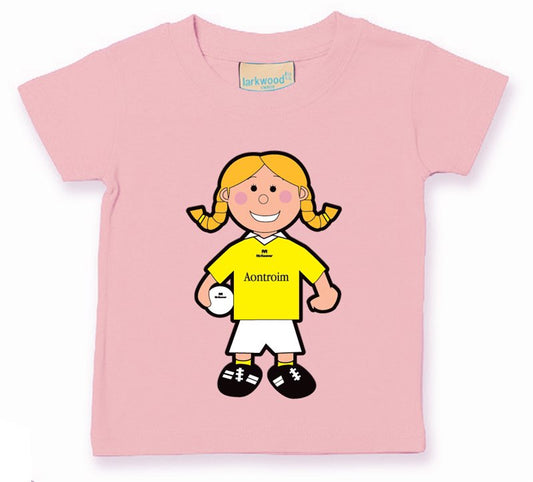The GAA Store Antrim Baby Mascot Tee - Girls - Football - Pale Pink