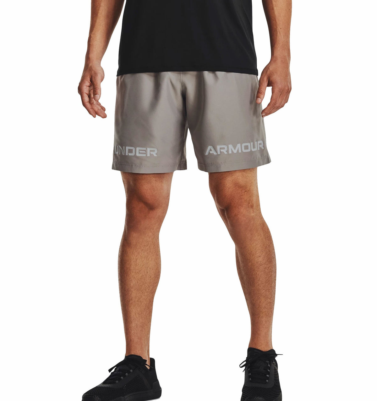 Under Armour Woven Graphic Wordmark Shorts - Mens - Pewter/Tin