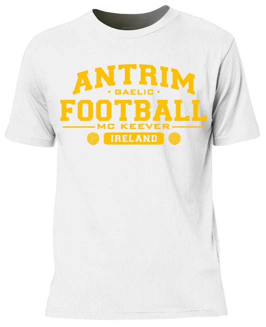 Mc Keever Antrim Football GAA Supporters Tee - Mens - White