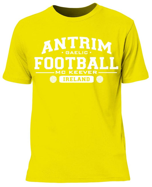 Mc Keever Antrim Football GAA Supporters Tee - Mens - Yellow