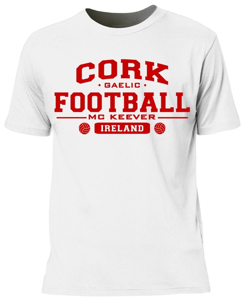 Mc Keever Cork Football GAA Supporters Tee - Mens - White